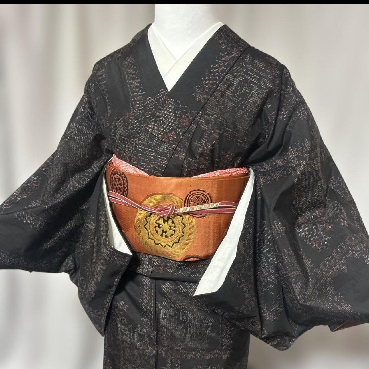 新品 美品 袷 正絹 大島紬 フルセット New / Excellent Condition