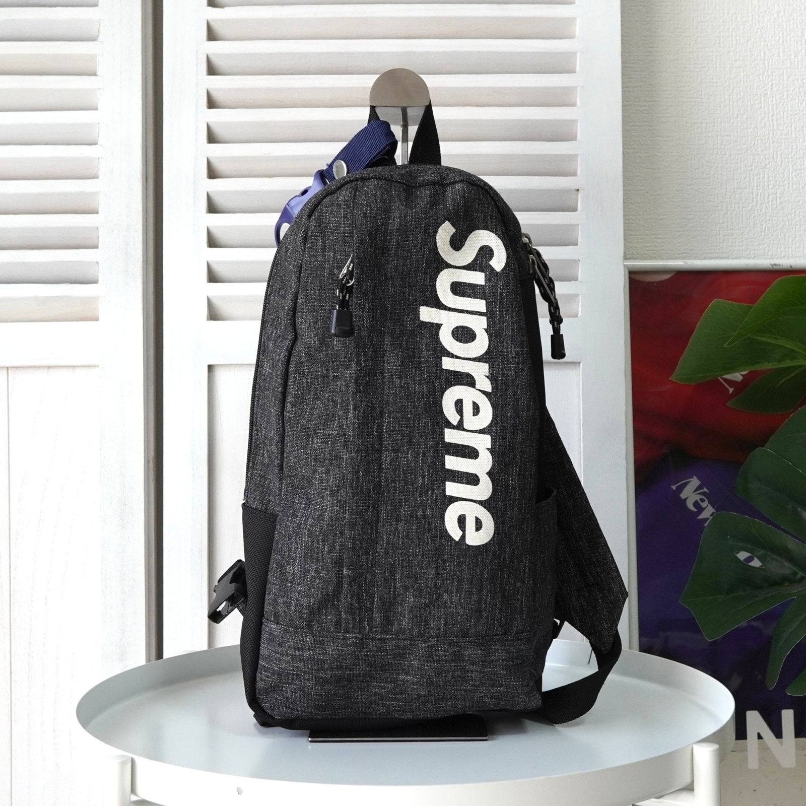 シュプリーム ロゴ キャンバス ボディバッグ グレー