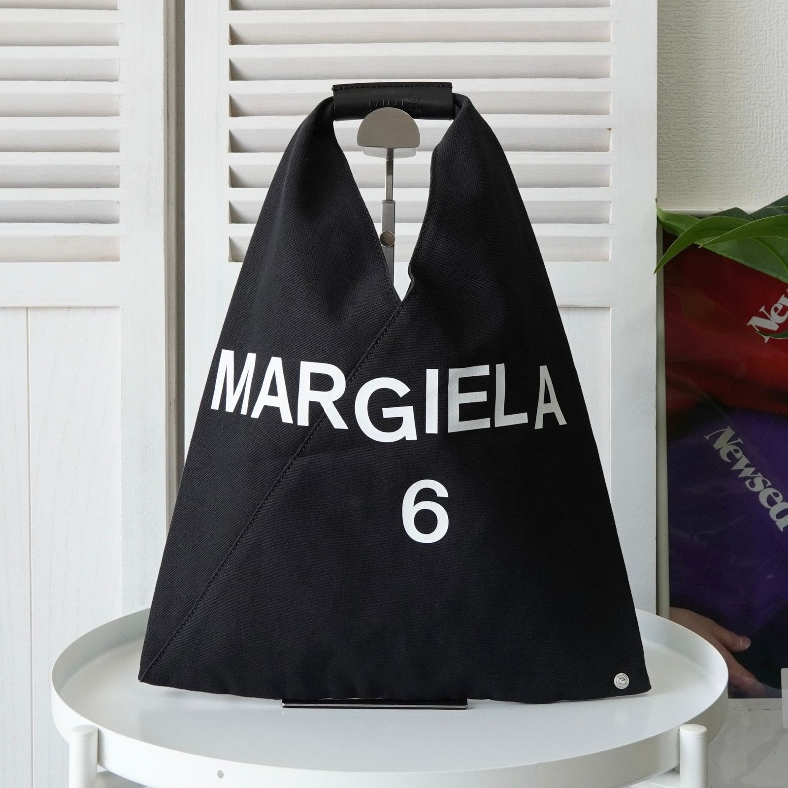 エムエムシックス メゾン マルジェラ キャンバス ジャパニーズバッグ スモール ハンドバッグ ブラック