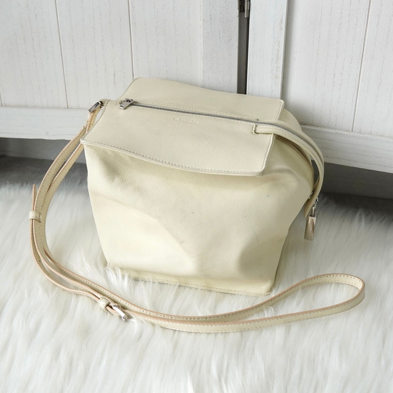 ジルサンダー ソフトレザー ショルダーバッグ オフホワイト