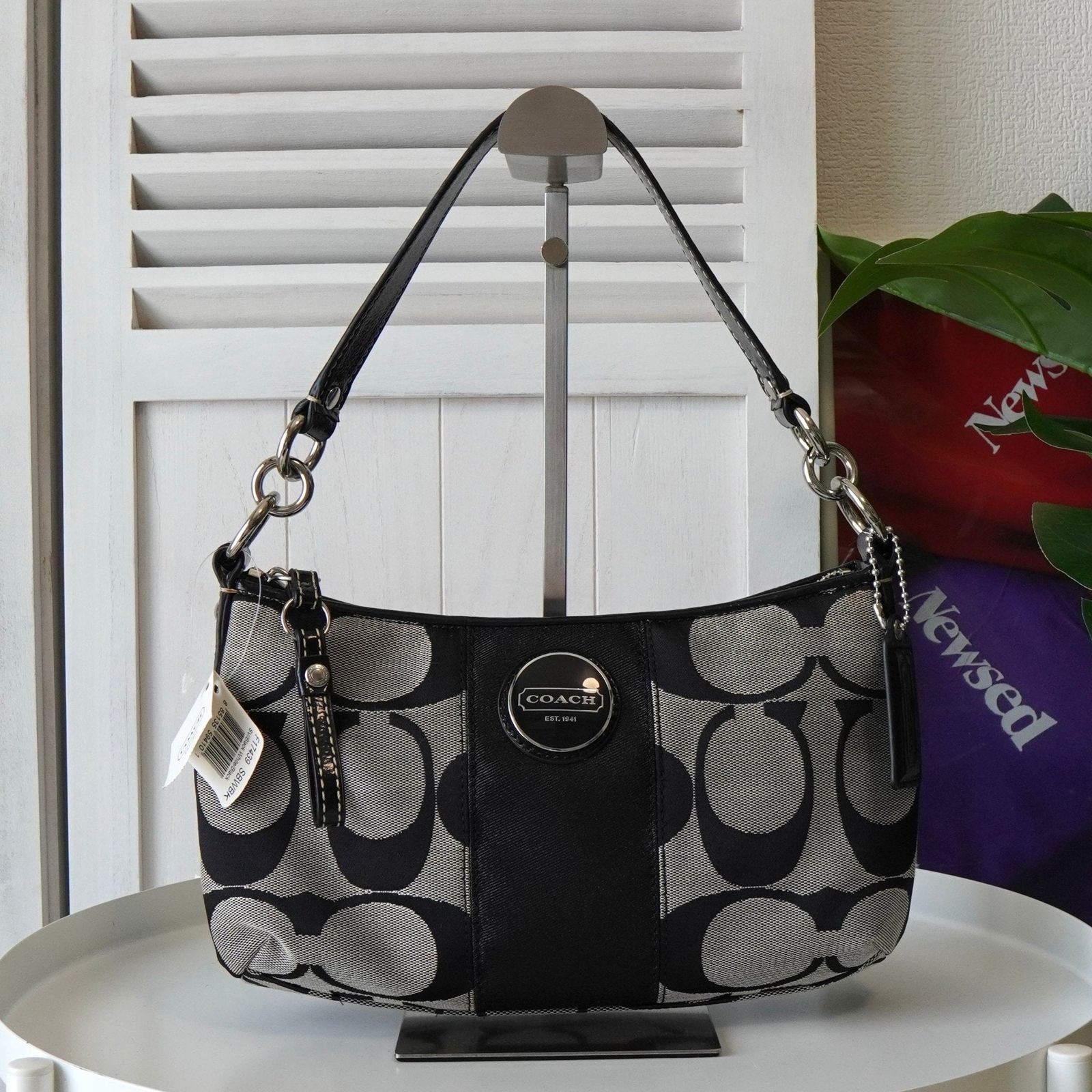 コーチ シグネチャー キャンバス ハンドバッグ ワンショルダーバッグ ブラック F17439