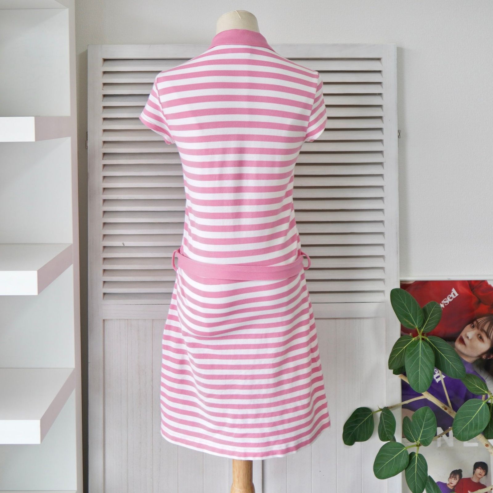 Polo One-piece Pink White Stripes