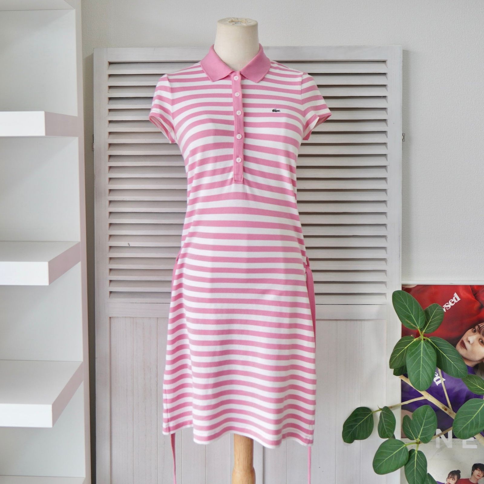 Polo One-piece Pink White Stripes