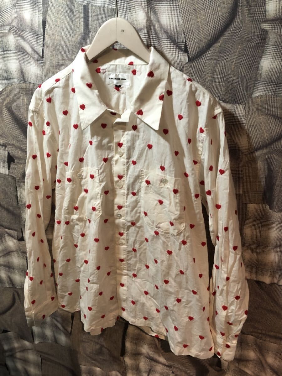 定価3万程度 A PUZZLING HOME ア パズリングホーム サイズ2 25AW 長袖シャツ ハート柄 コットン FK