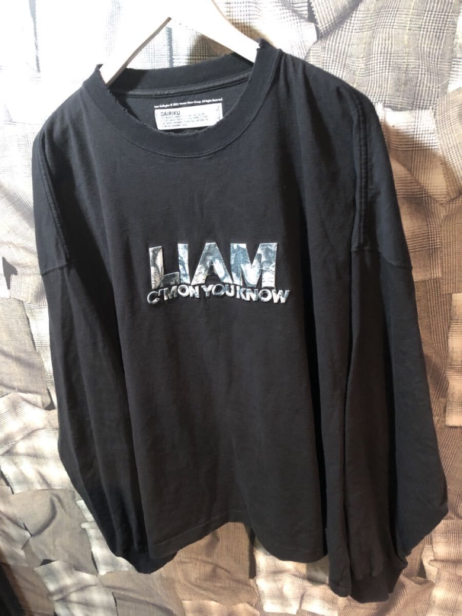 福岡 DAIRIKU ダイリク 長袖Tシャツ カットソー フリーサイズ コットン ブラック リアム ギャラガー Liam-1 FK