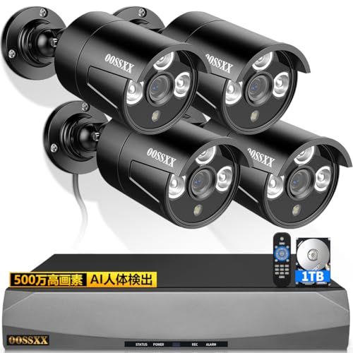 最強翌日配送 4K800万画素録画機 AI人体検知 音声録画 OOSSXX 防犯カメラ 有線 4台500万画素 poe 防犯カメラセットランキング 監視カメラ 録画機セット 屋内 屋外 防犯カメラセットpoe給電 スマホ対応 セキ d5cc03b3
