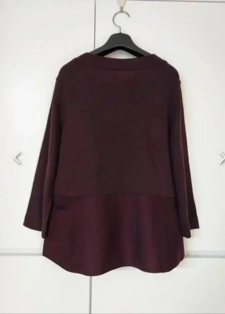 SON JUNG WAN デザイナー レーヨン ニット バイ ブラウス 8分袖 66 サイズ バーガンディ色 Me