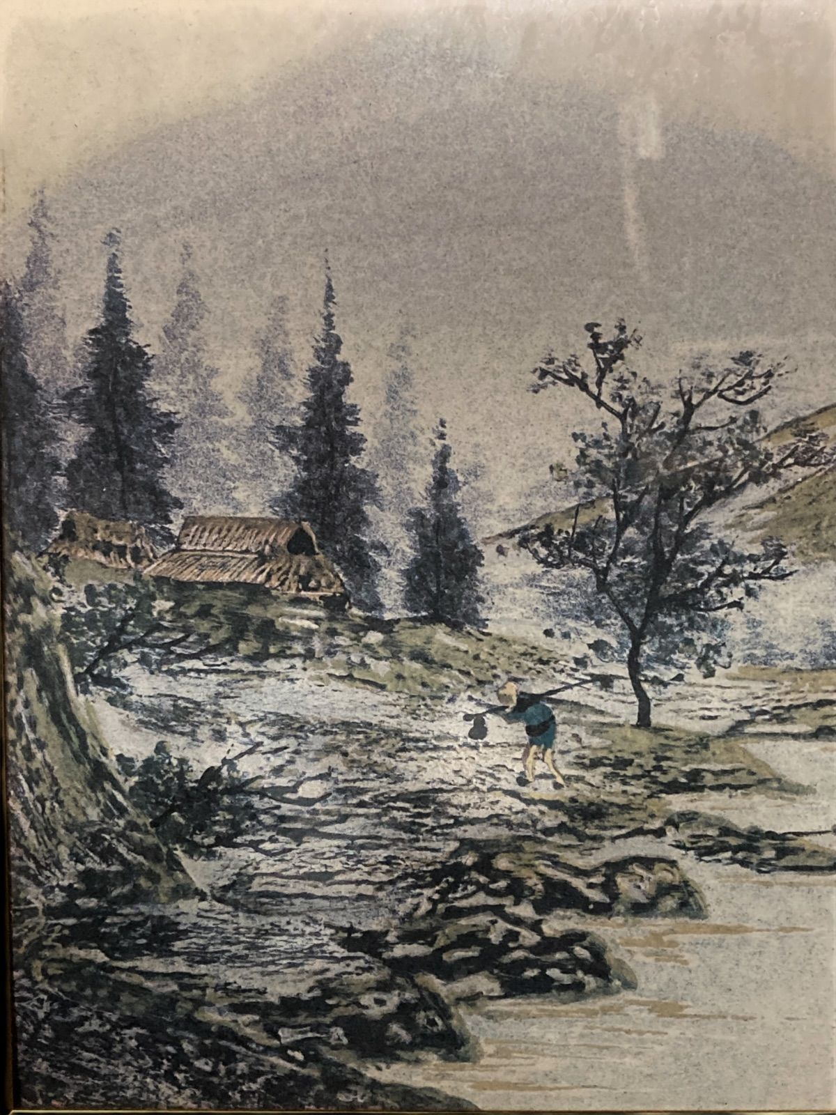 日本 秀峯 肉筆 絹本作品 落款 印 墨 絵 落款らっかん サインあり