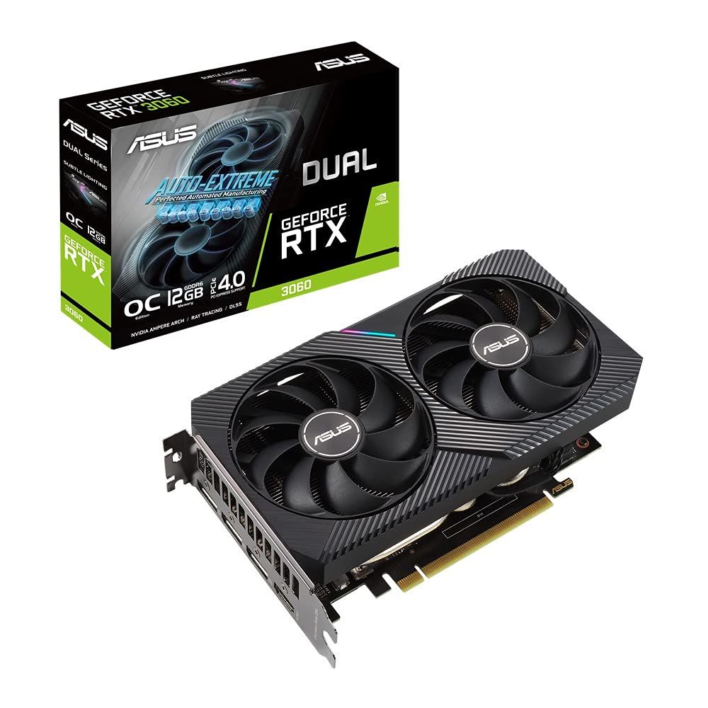 ASUSTek NVIDIA RTX3060 搭載 Axial-techファンと2スロット設計 DUAL-RTX3060-O12G-V2 Nvidia RTX3060