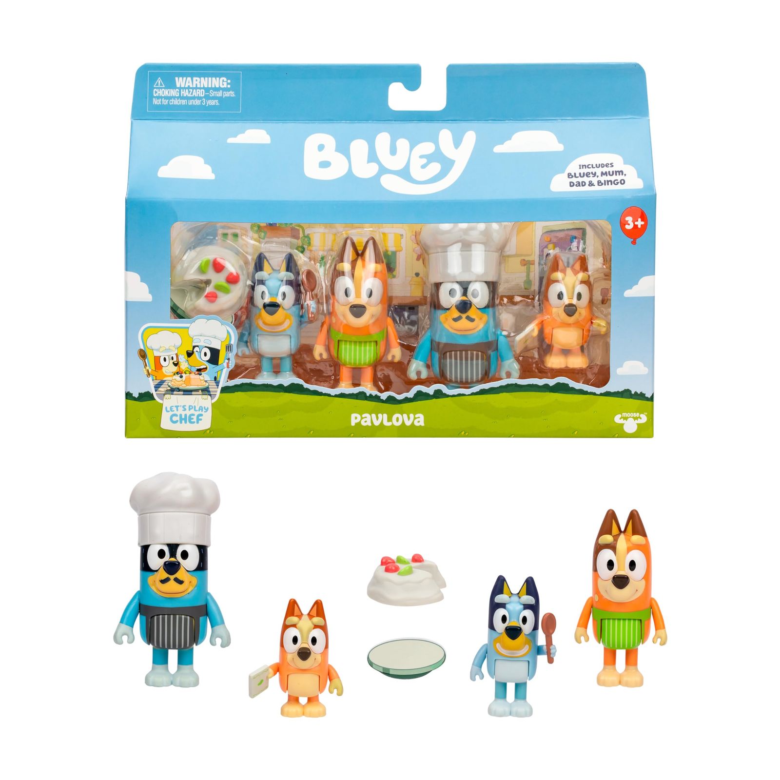 Bluey (ブルーイ) おもちゃフィギュア プレイセット 4個パック シェフ