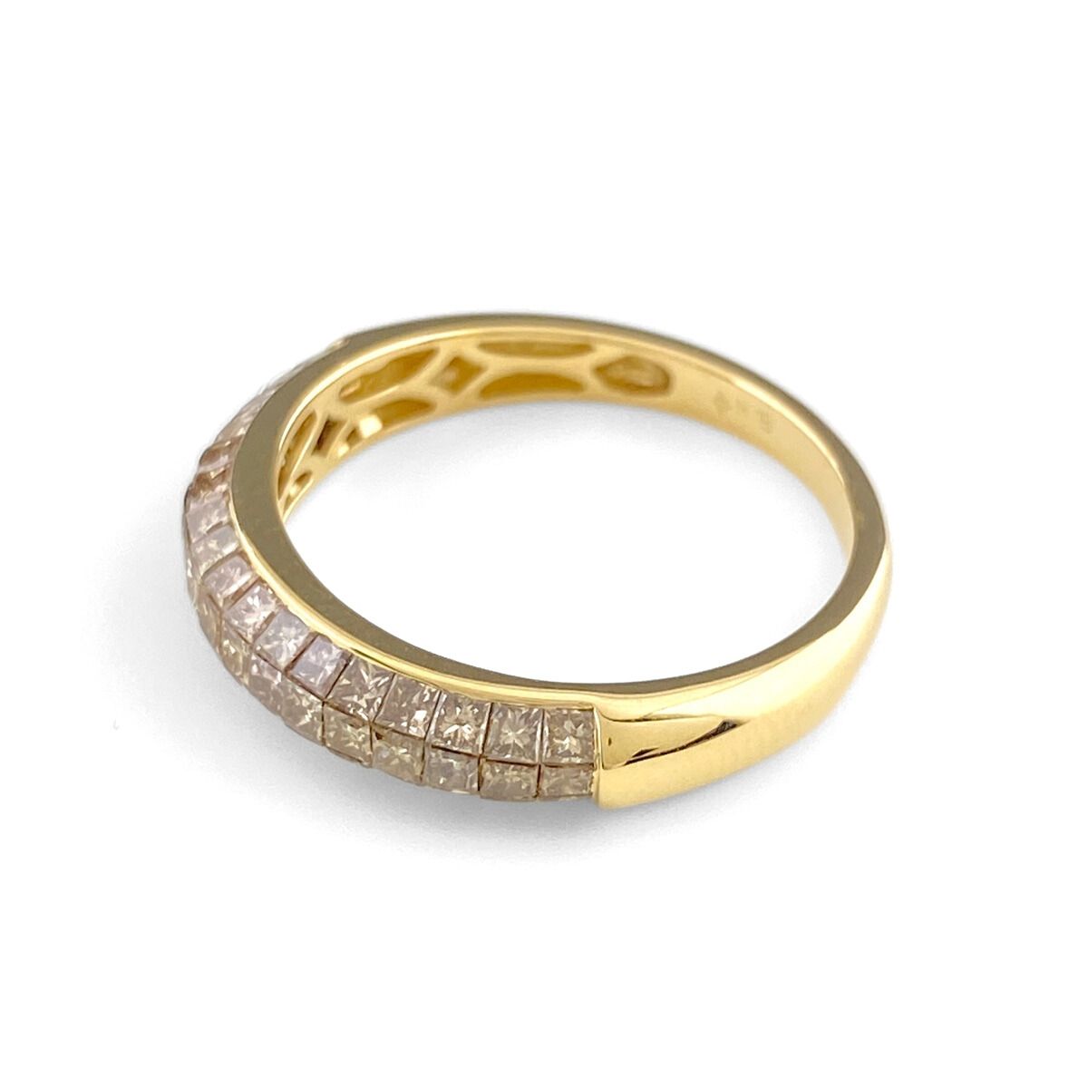 GSTV デザインリング YG イエローゴールド 指輪 メレダイヤ リング 15号 K 18 ダイヤモンド レディース