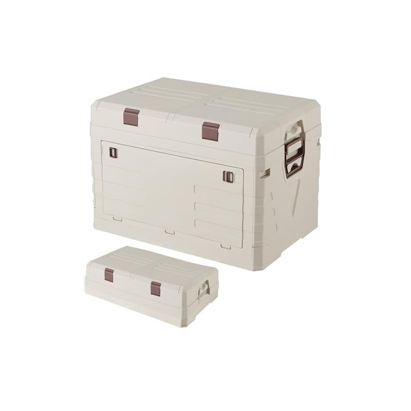 LongYi 収納ボックス 折り畳みコンテナ フラップ式 折りたたみ 収納ケース 取っ手付き コンテナ ボックス キャンプ 大容量 アウトドア 厚み 強い耐荷重 組み立て簡単 家庭用 寝室 屋外 車用 衣類 書類 収納 グレー 1個 2段 L 幅53×奥行35