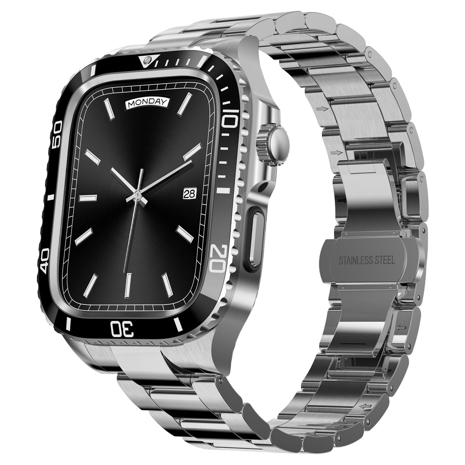 コンパチブル Apple Watch バンド ケース付き 一体型 アップルウォッチ 9 8 7 45mm SE2 6 5 4 SE 44mm対応 耐衝撃性 耐久性 ステンレス鋼 メタル ケース メンズ Watch 保護 カバー