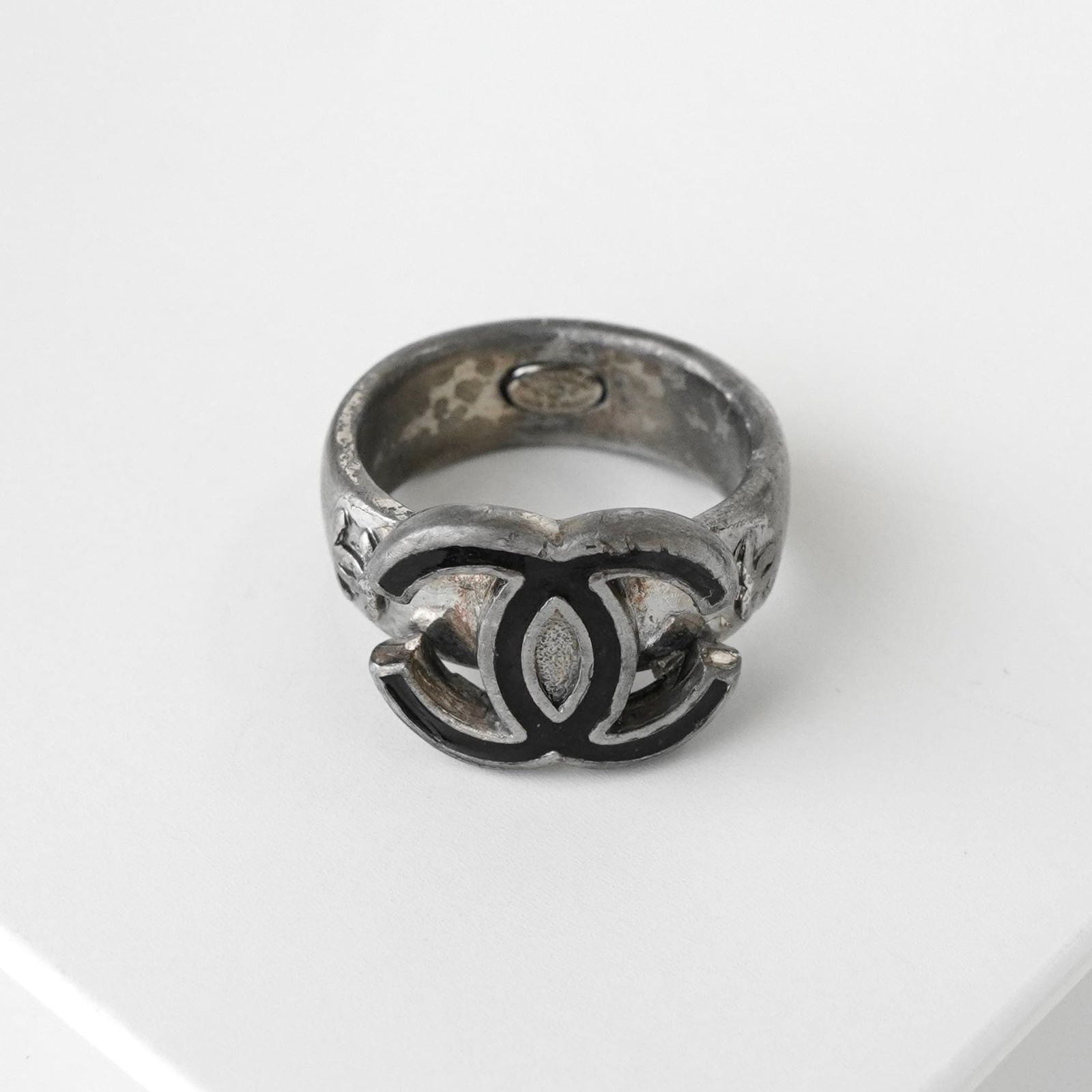 シャネル ココマーク シルバー ブラック 指輪 リング 12.5号