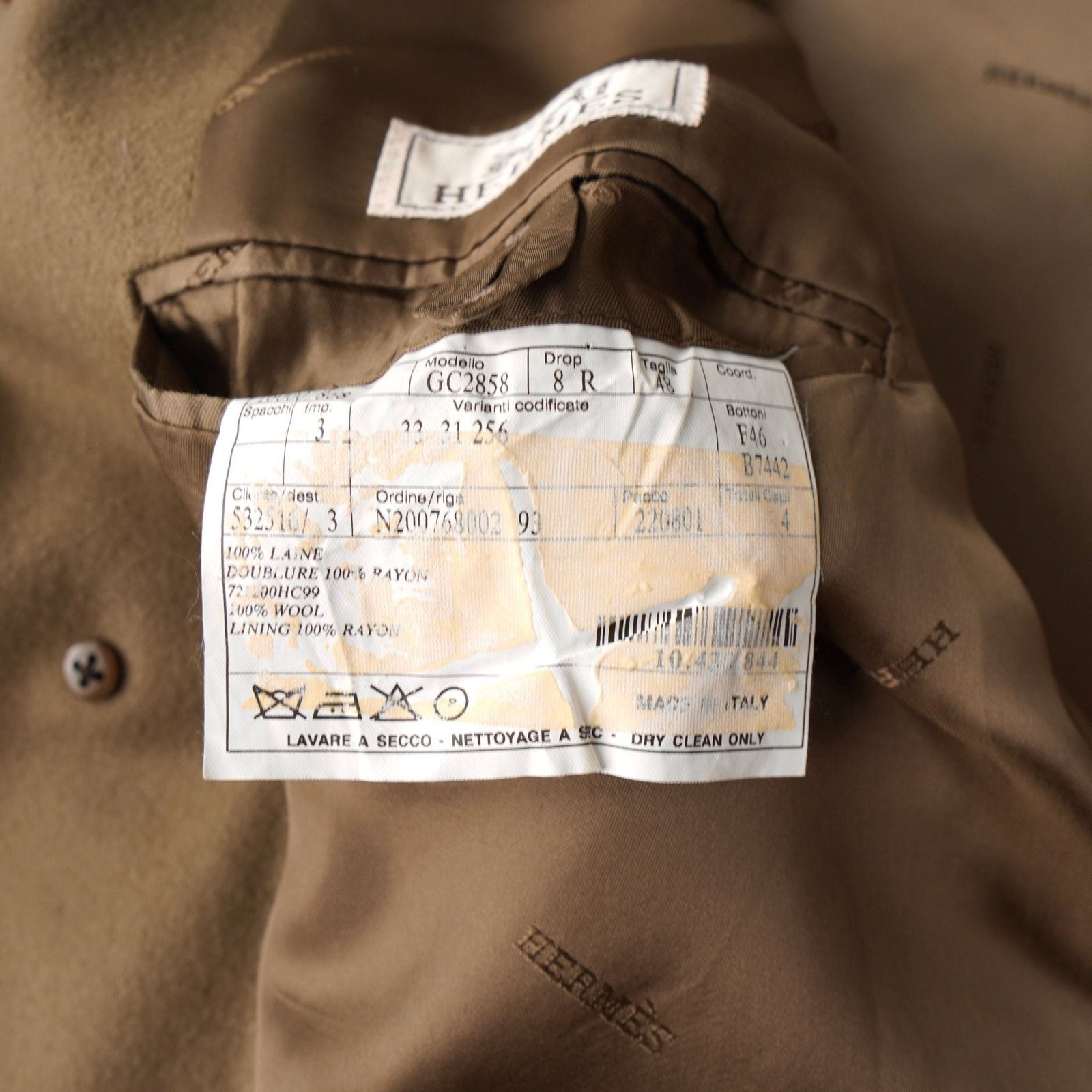 最終値下 エルメス レザー切り替え ウール チェスターコート カーキ ブラウン 驚くほど