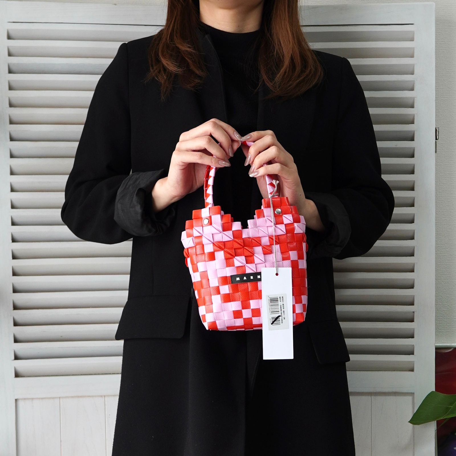 MARNI DIAMOND BASKET BORSA マルニ ミニ バスケットバッグ レッド ピンク