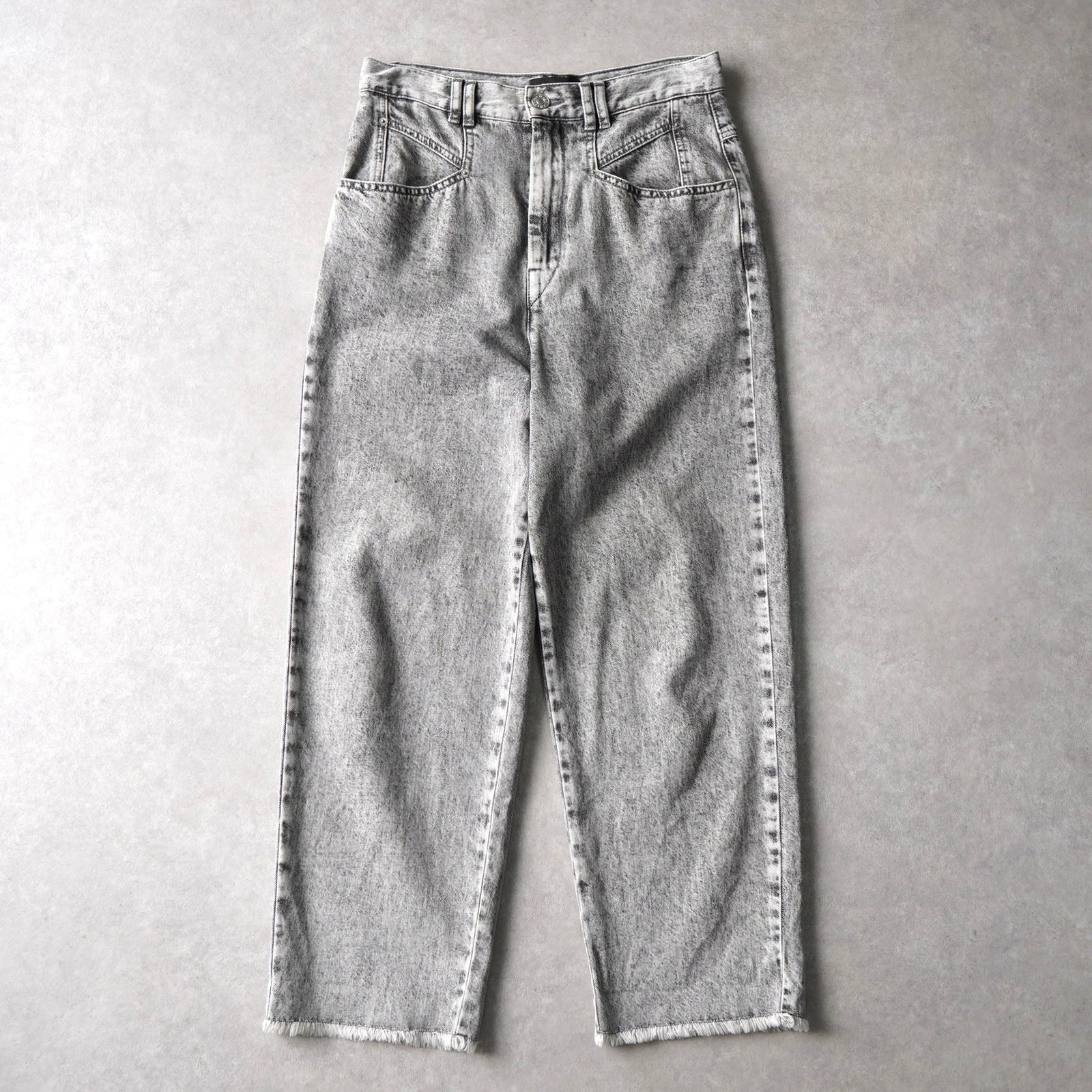 イザベルマラン デニム ジーンズ 裾フリンジ グレー