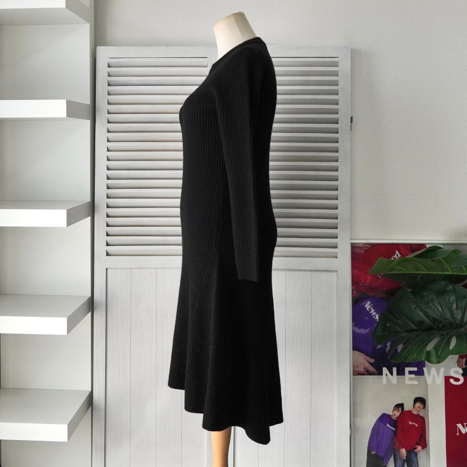 ロゴパッチニットワンピース ブラック