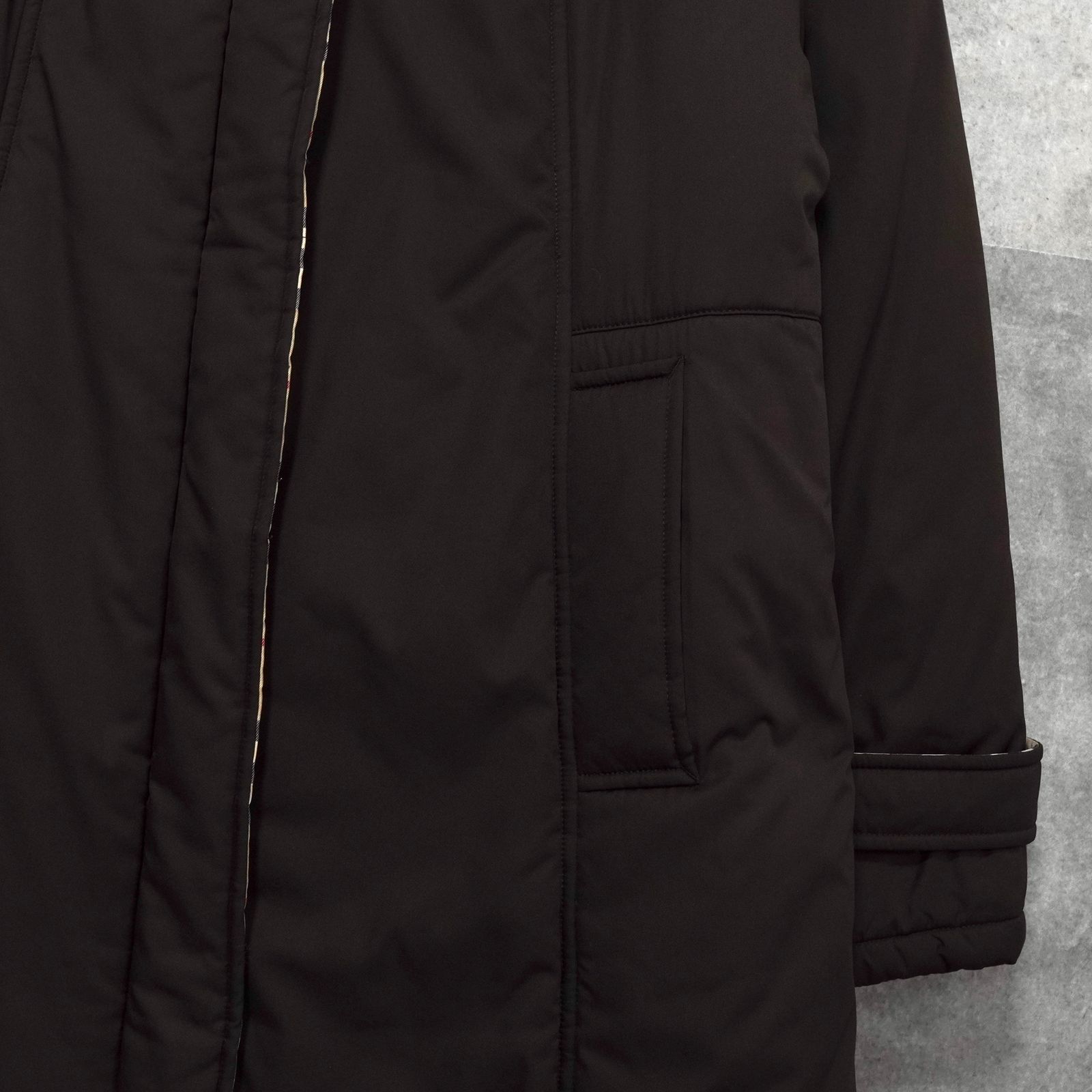 バーバリー ノバチェック裏地 中綿ジャケット 中綿コート ブラウン