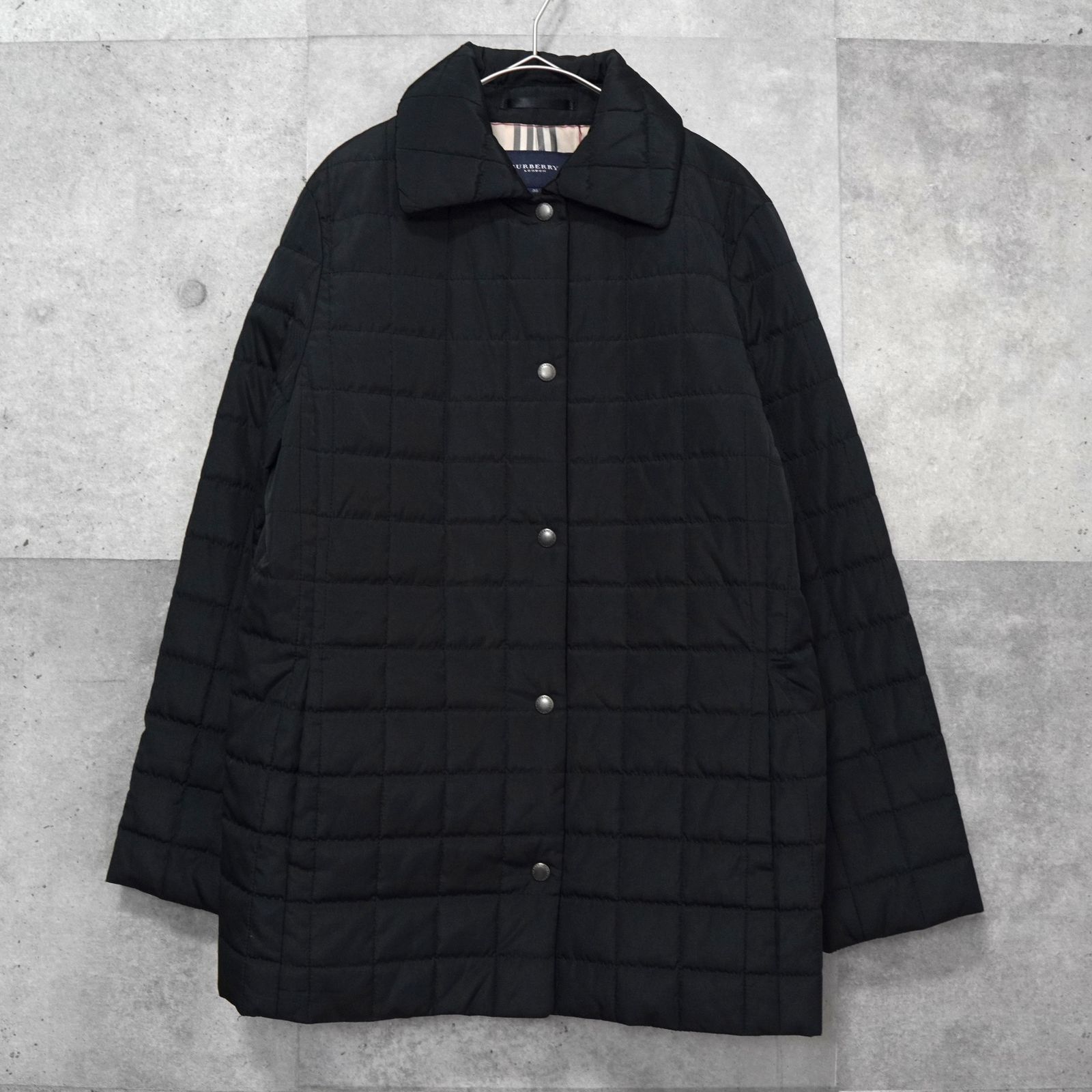 バーバリー ノバチェック裏地 キルティングジャケット ブラック