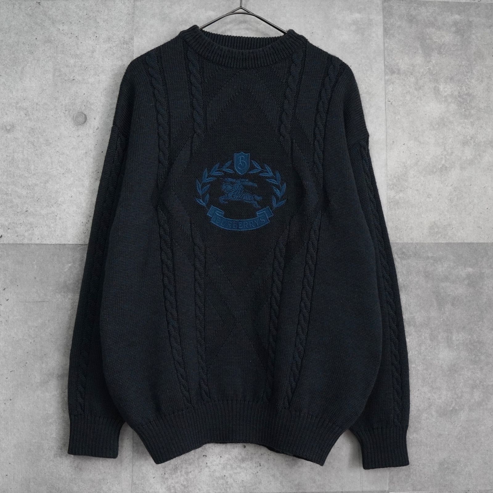 バーバリー ヴィンテージ ホースロゴ ニット グリーン系