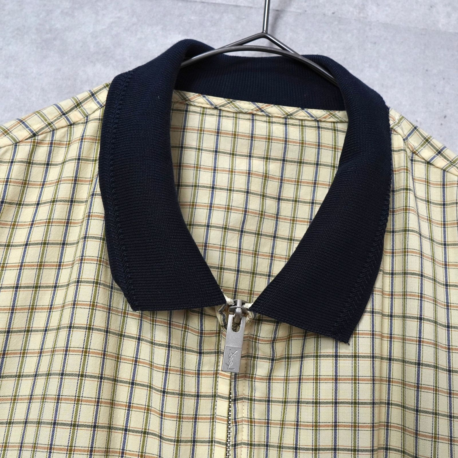イヴ サンローラン ヴィンテージ YSLロゴ チェック柄 ブルゾン