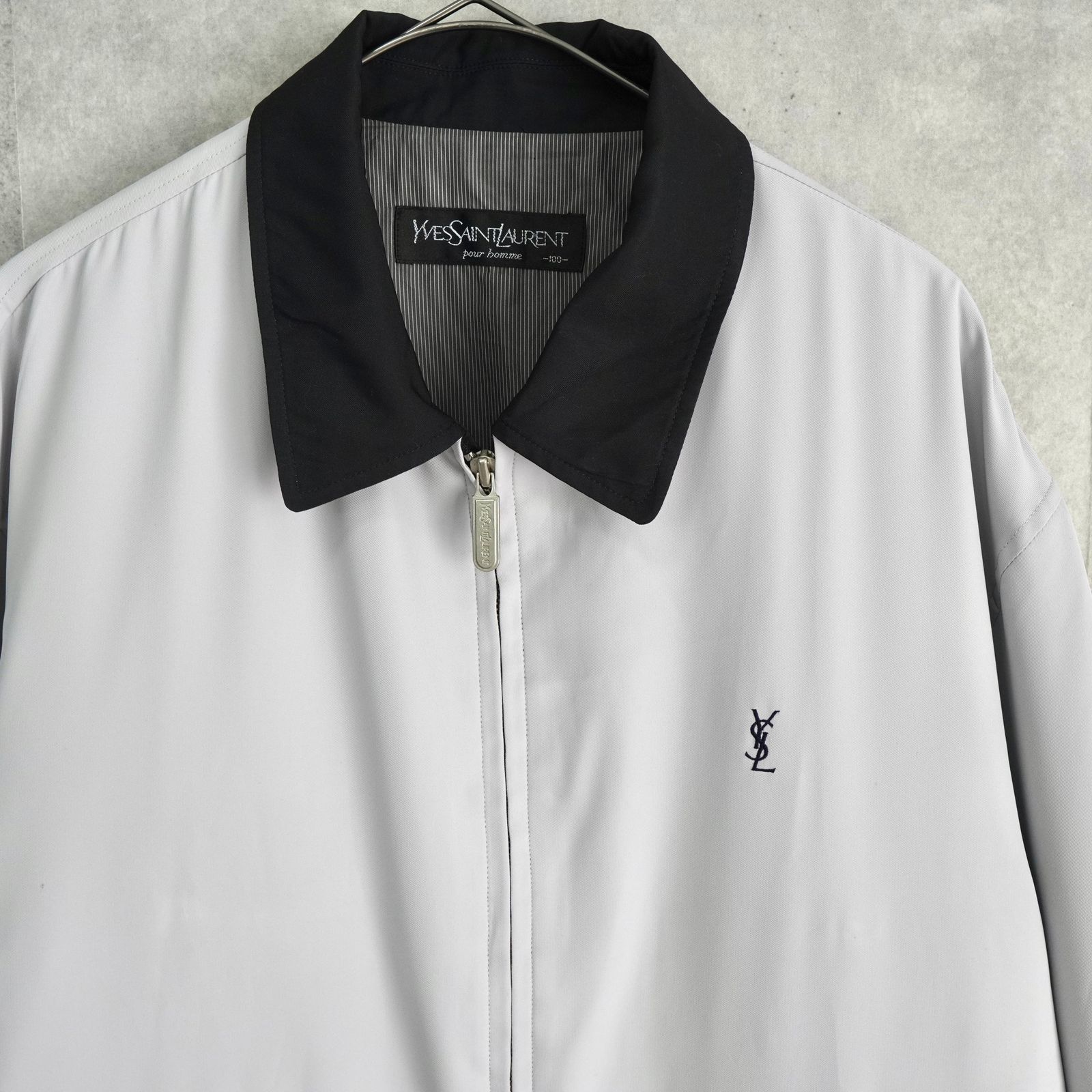 イヴ サンローラン ヴィンテージ YSLロゴ ブルゾン ジャケット グレー