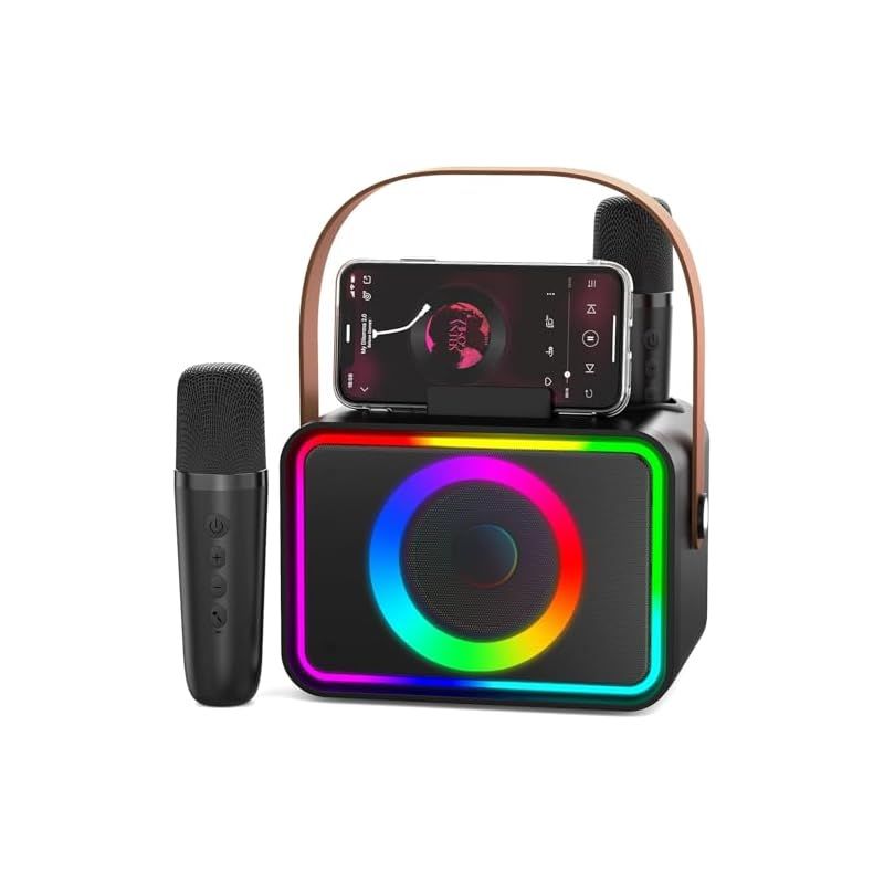 スピーカーセット カラオケ マイク 2本 Bluetooth5.3 カラオケセット家庭用 ワイヤレスマイク 小型 PAセット カラオケマシン カラオポータブルスピーカー BT/AUX/TF対応 日本語取扱説明書付き POWADD 0
