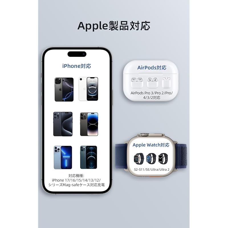 ワイヤレス充電器 Magsafe充電器 3in1 充電スタンド マグセーフ