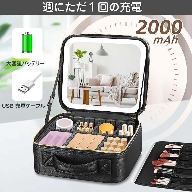 鏡付きメイクボックス 化粧品収納ボックス コスメボックス 化粧ケース