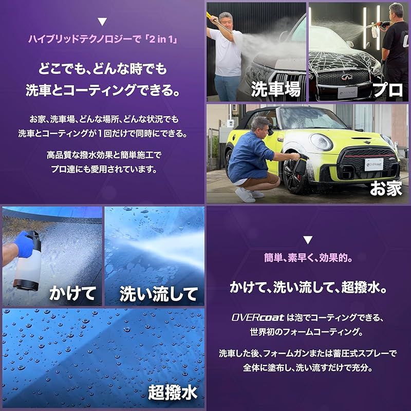 車 【OVERcoat】OVERcoat ULTRAviolet「かけて、洗い流して、超撥水