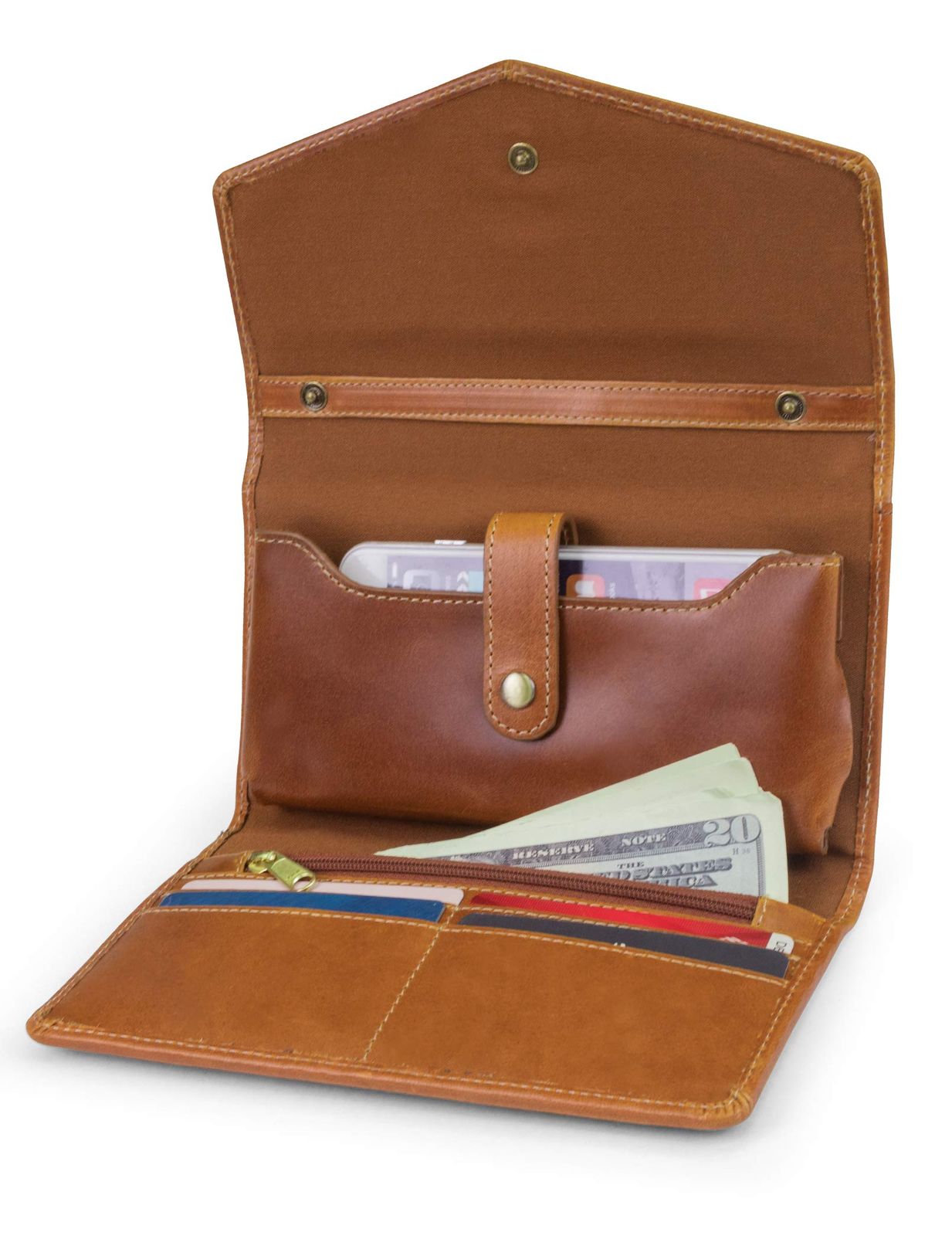 Timberland レディース RFID レザー クロスボディ ウォレット 携帯電話バッグ 取り外し なクロスボディ ストラップ付き コニャック バフ アパッチ One Size