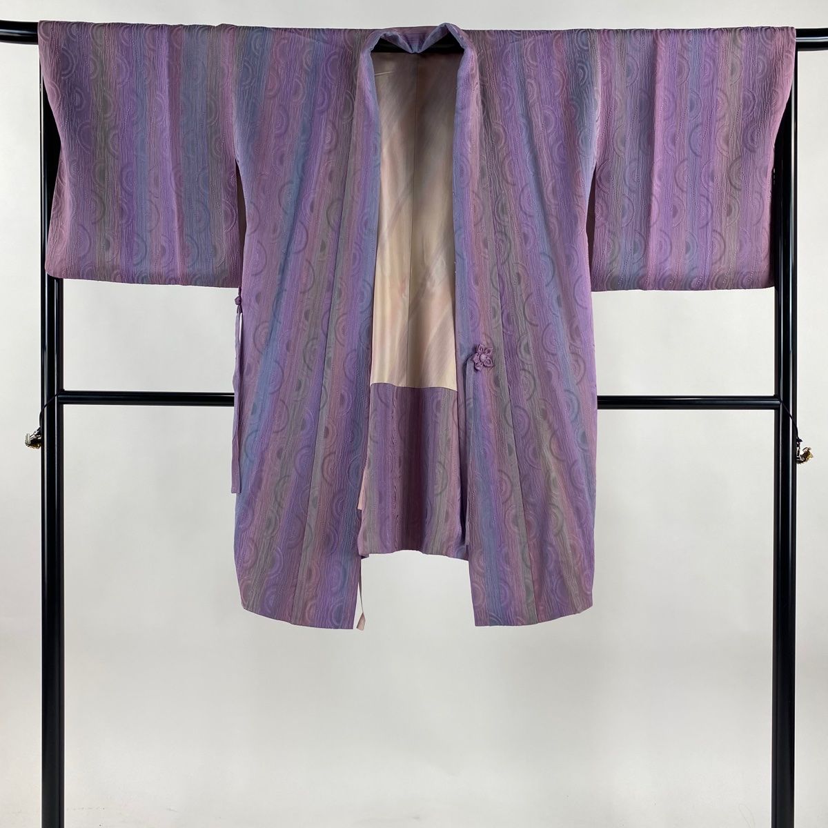  道中着 身丈98 cm 裄丈67 M 和装コート 落款 地紋 薄紫 正絹 羽織 着物 浴衣