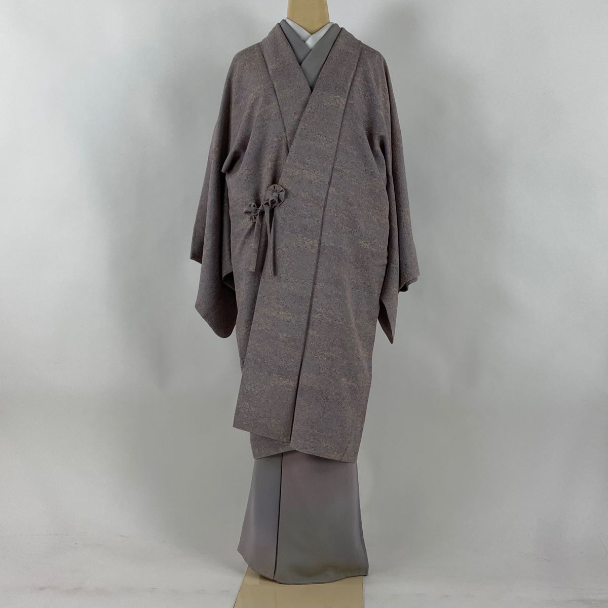 道中着 身丈103.5 cm 裄丈68.5 L 和装コート 幾何学 灰紫 正絹