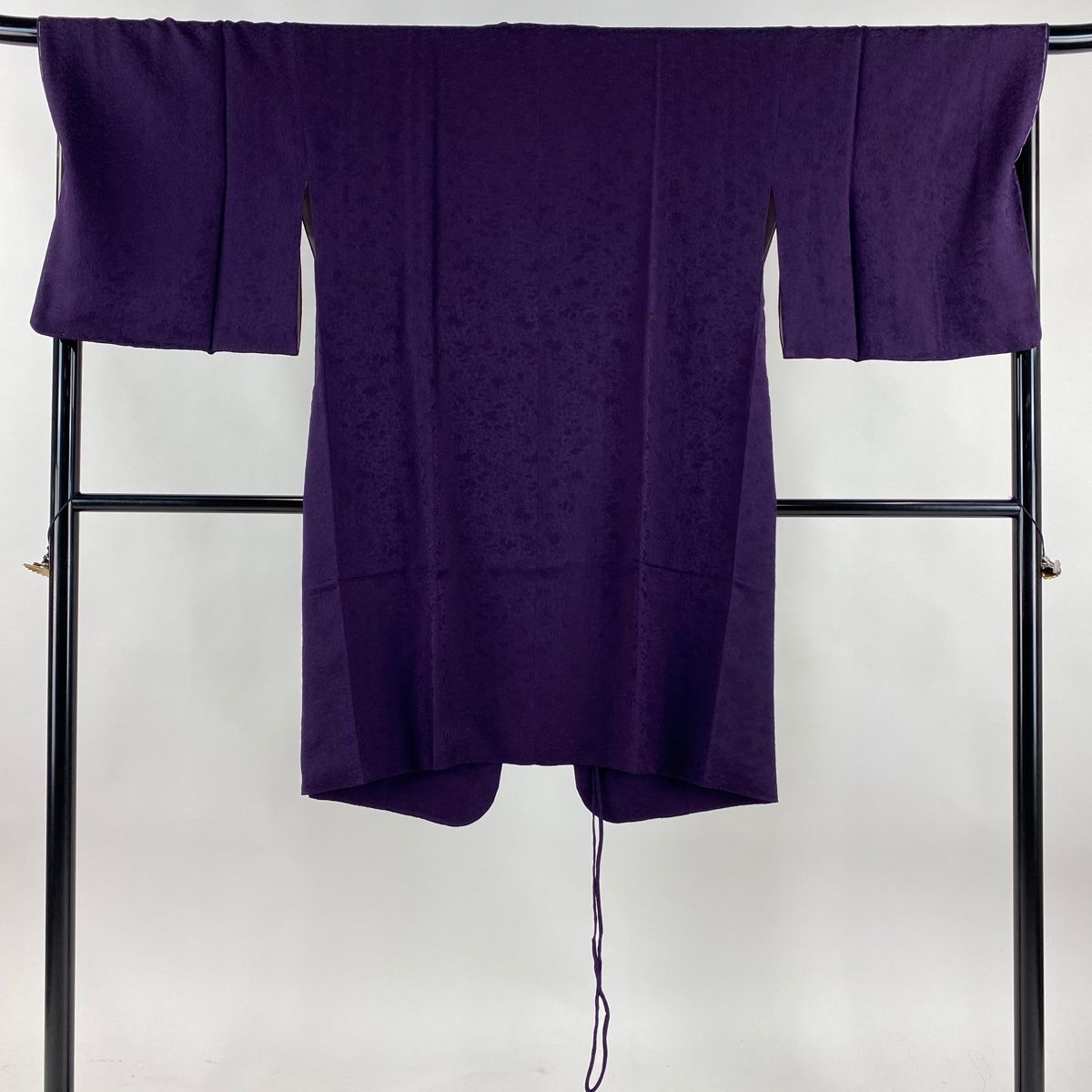 道中着 身丈105 cm 裄丈68 L 和装コート へちま衿 地紋 濃紫 正絹