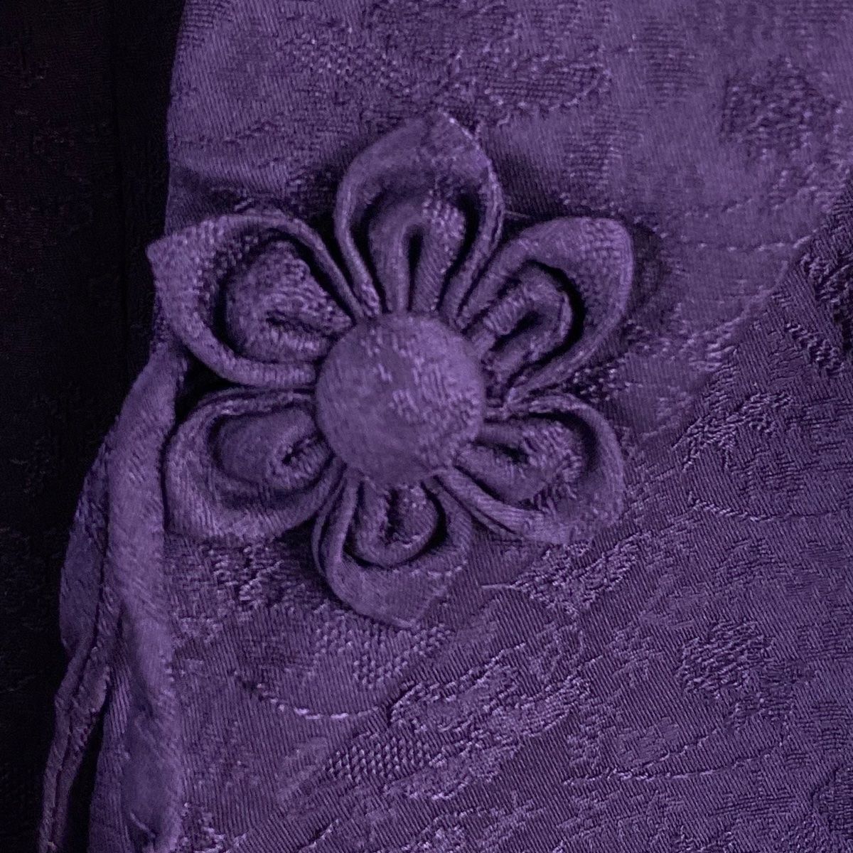  道中着 身丈105 cm 裄丈68 L 和装コート へちま衿 地紋 濃紫 正絹 羽織 着物 浴衣