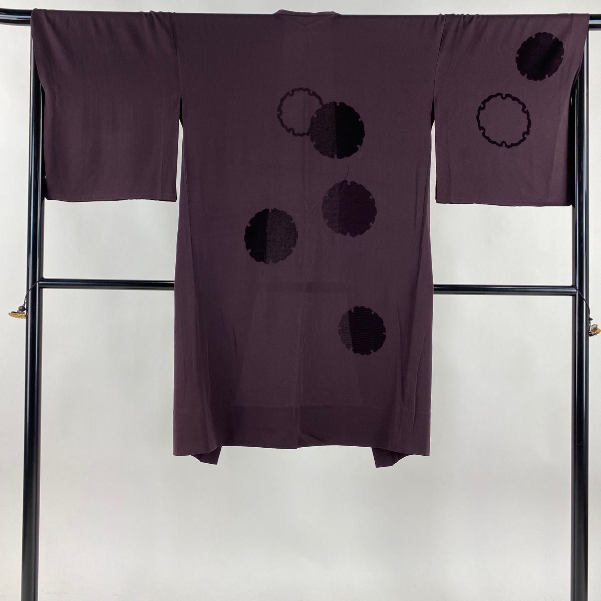 羽織 身丈109 cm 裄丈66 M 雪輪 ベルベット 茶紫 正絹