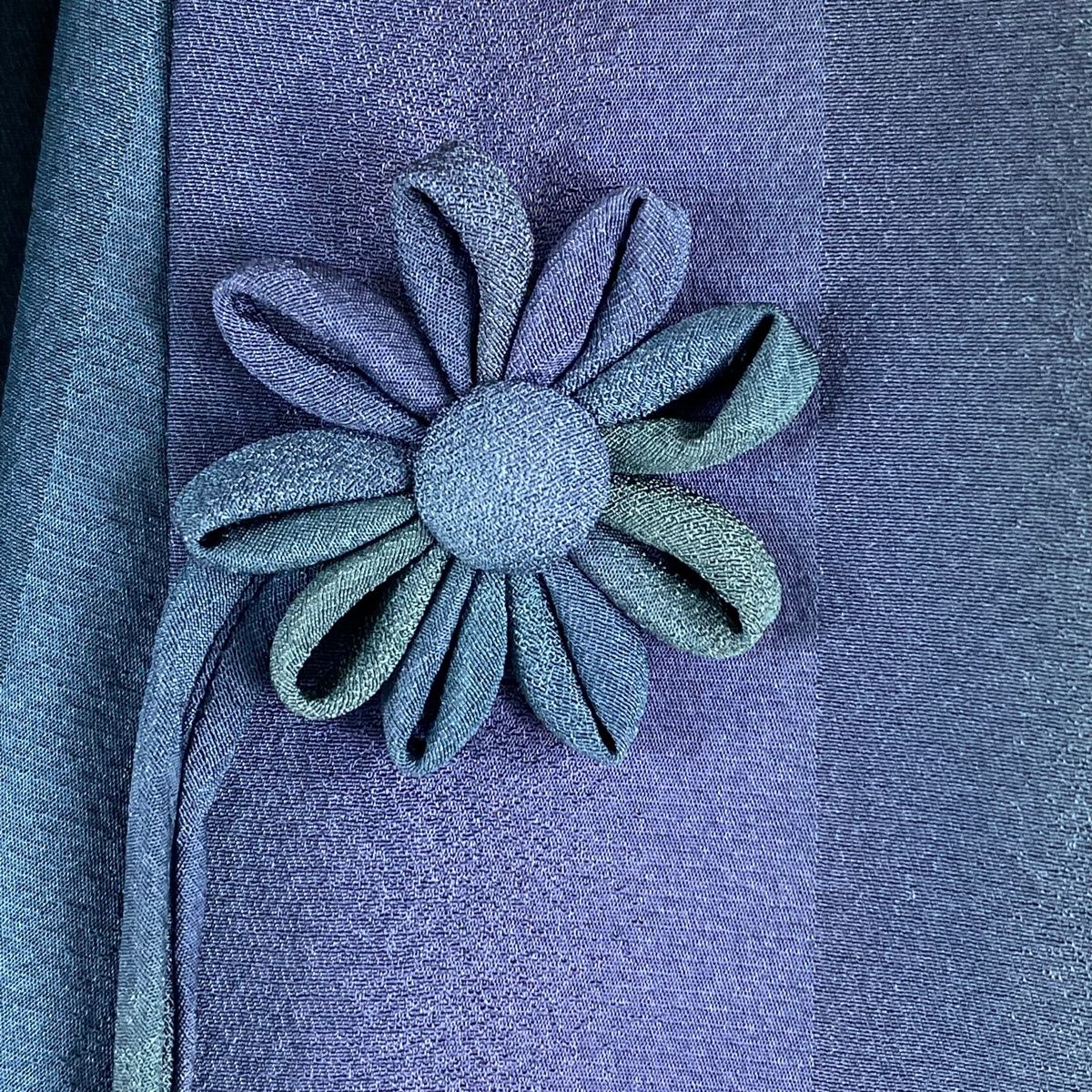  道中着 身丈112 cm 裄丈69 L 和装コート 縦縞 青緑 正絹 羽織 着物 浴衣