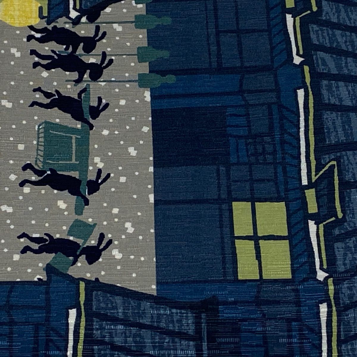 半幅帯 うさぎ 青海波 深緑 正絹