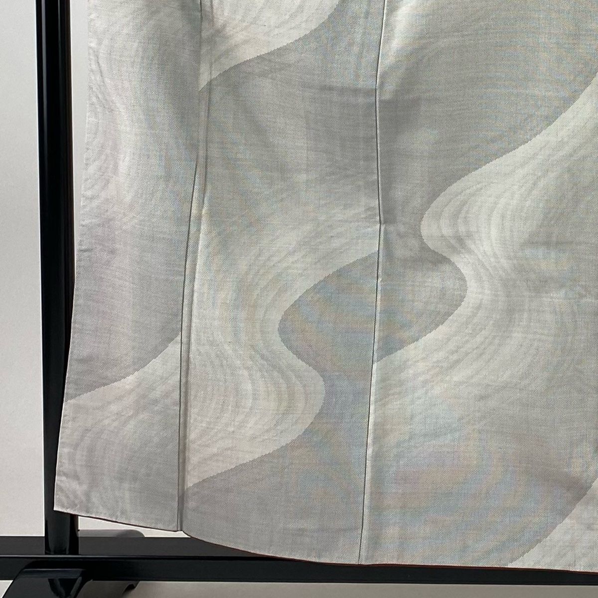 大島紬 身丈158 5 cm 裄丈63 S 袷 桑原啓之介 証紙 幾何学 灰色 正絹