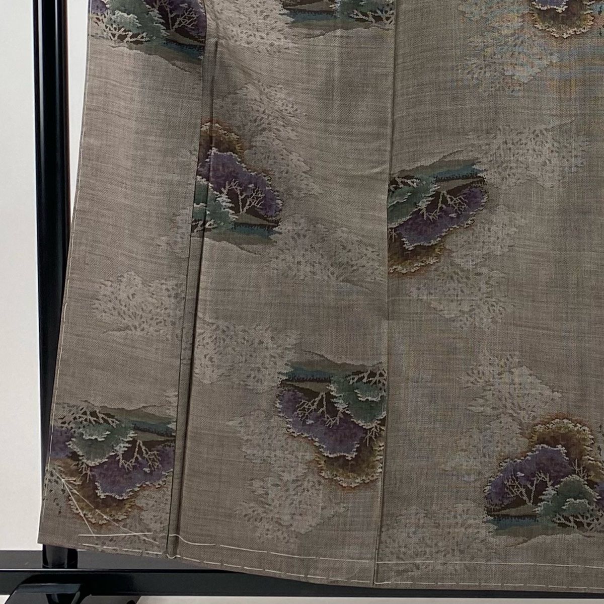 大島紬 身丈159.5 cm 裄丈62 S 袷 ますいわ屋 証紙 樹木 純泥染 焦茶色 正絹