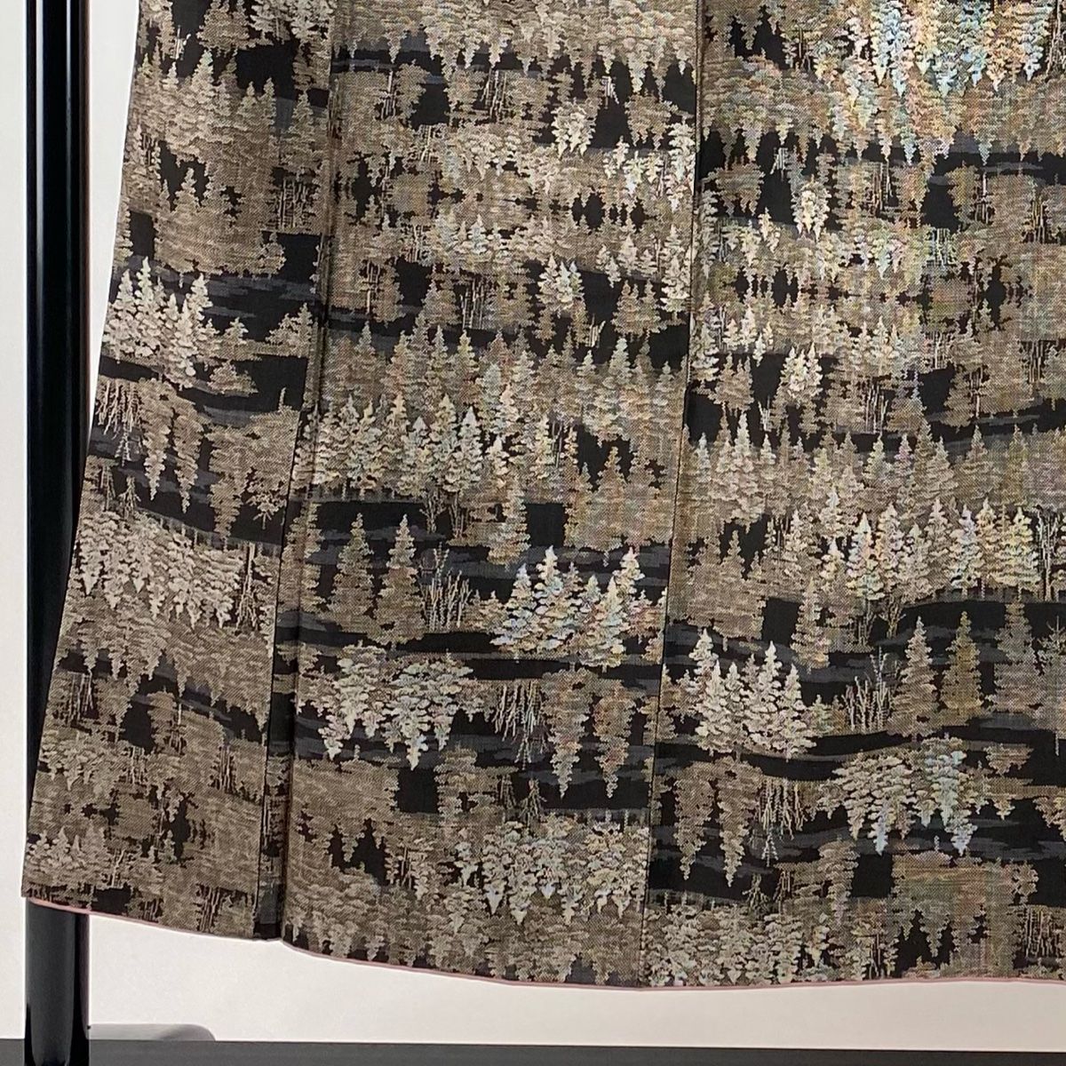 紬 身丈152 cm 裄丈63 S 袷 樹木 焦茶色 正絹