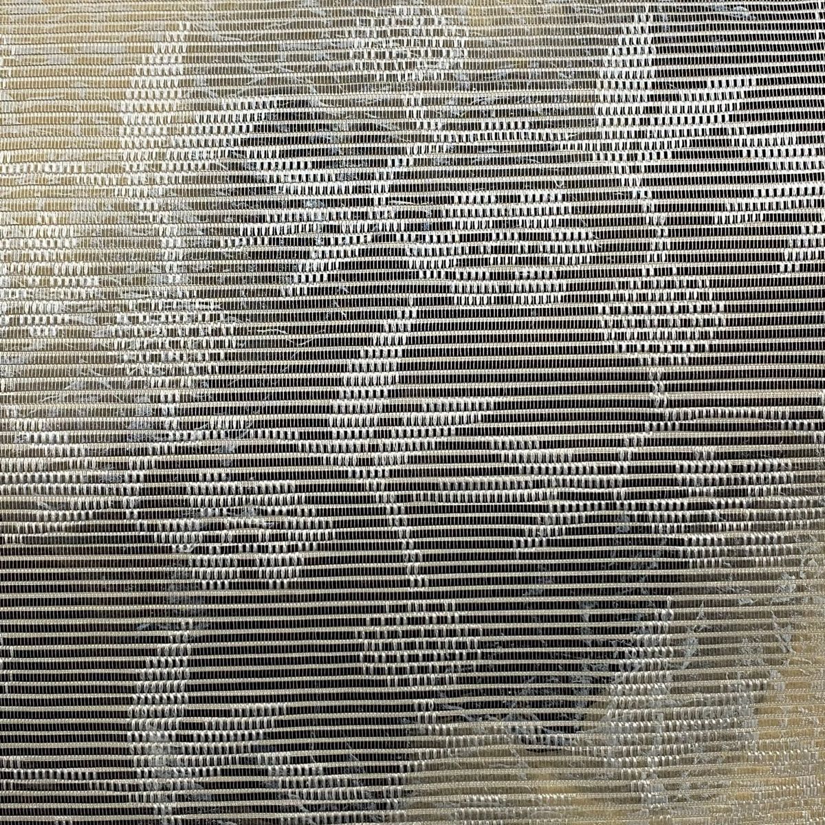 名古屋帯 秀品 草花 縞 クリーム 正絹