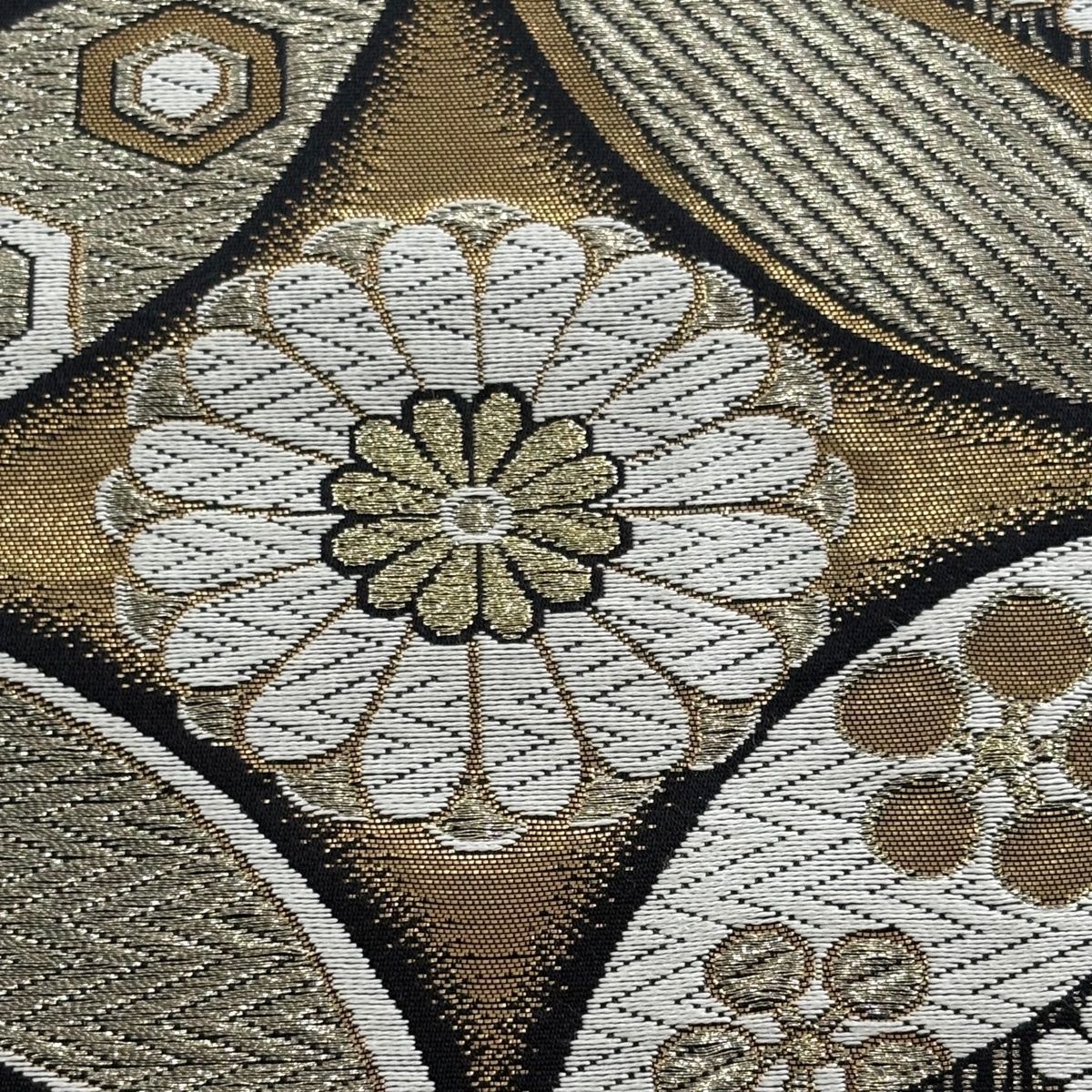 美品】 袋名古屋帯 秀品 七宝 菊 銀糸 箔 黒 正絹 【中古】 - メルカリ