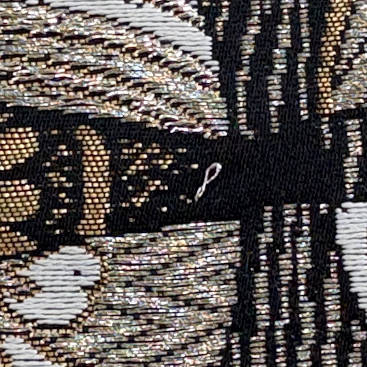 407y31☆袋帯 銀糸 孔雀 松葉菱 唐花 菊 牡丹唐草 菊菱 七宝 波☆美品 唐花と孔雀デザイン ヴィンテージ袋帯 407y31☆袋帯 銀糸 孔雀 松葉菱