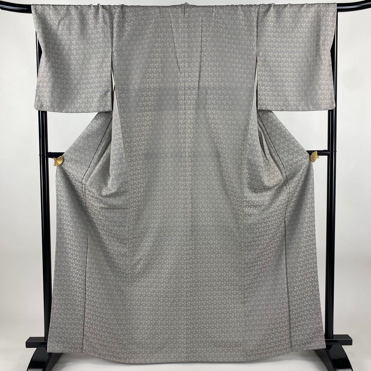 お召 身丈166 cm 裄丈69 L 袷 若松 灰紫 正絹