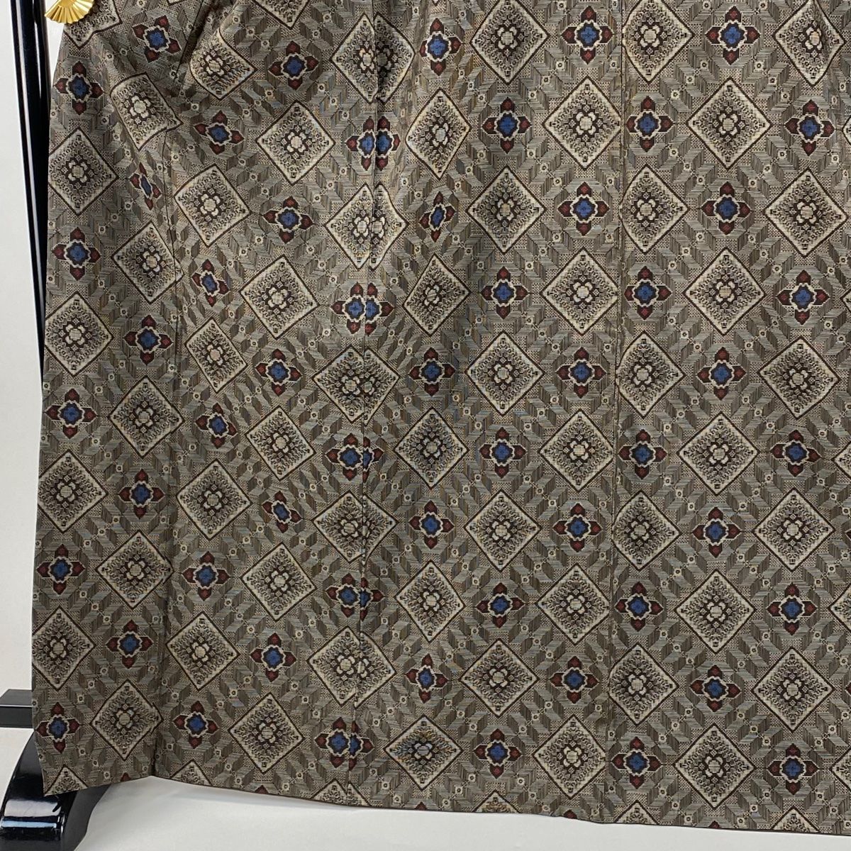 大島紬 身丈168 cm 裄丈67 M 袷 証紙 菱 焦茶色 正絹