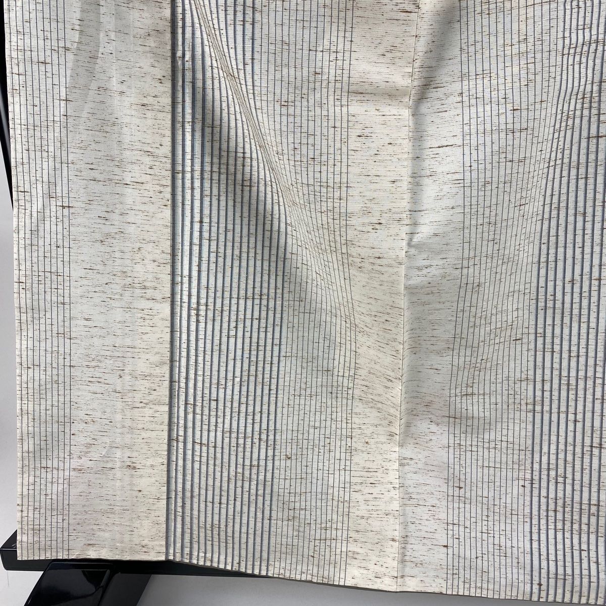 紬 身丈160 cm 裄丈65 5 M 袷 ぜんまい織間道 落款 灰白 正絹