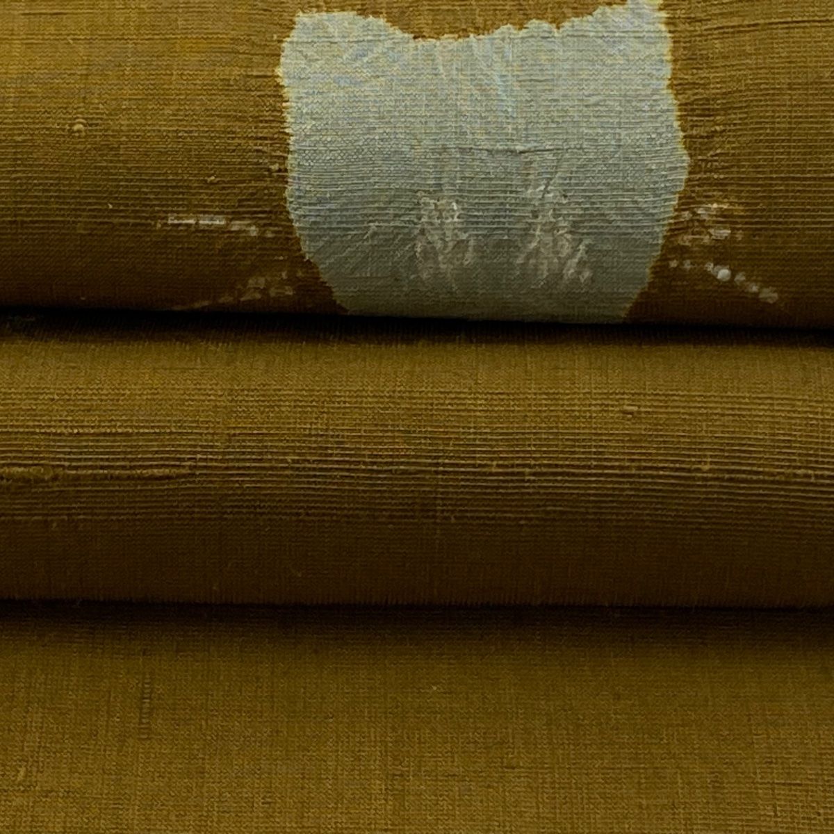  名古屋帯 落款 紬地 猫 魚 絞り 山吹茶色 正絹 名古屋帯 帯