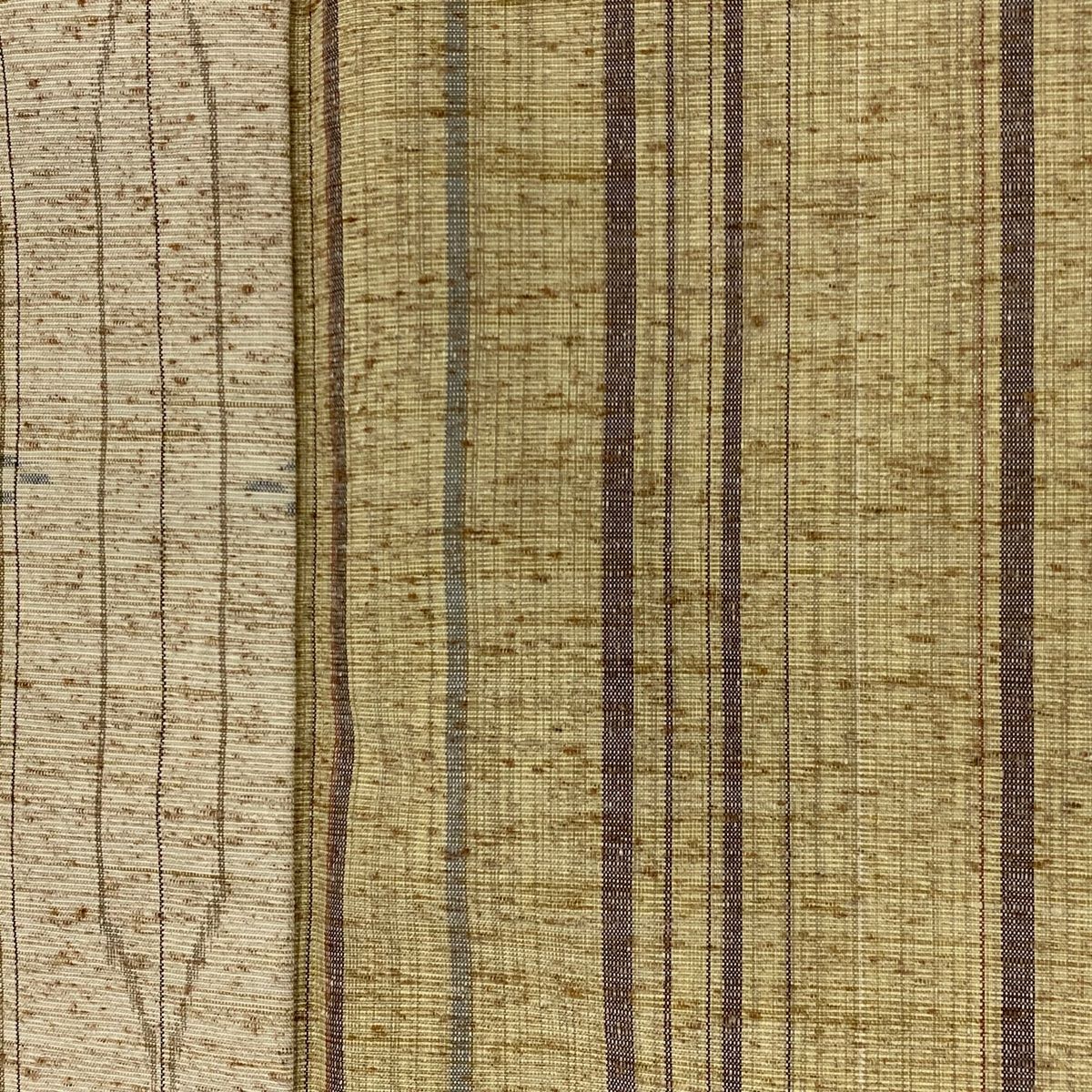  紬 身丈158 5 cm 裄丈64 M 袷 縦縞 幾何学模様 薄茶色 正絹 紬 着物